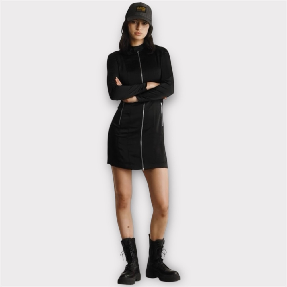 G-STAR RAW Moto Fitted Long Sleeve Dress